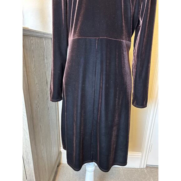 K.C. Spencer New York | Brown Velvet Fit and Flare Long Sleeve Dress | 12 - Picture 12 of 13